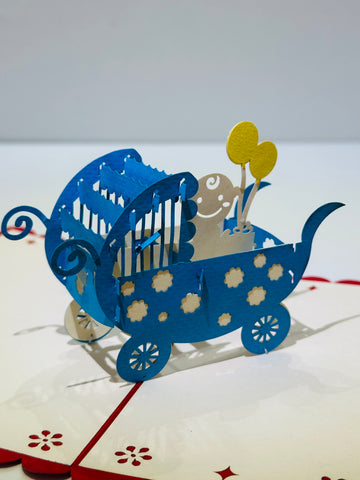 Baby In Pram Popup Card